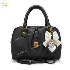 Juicy Couture Satchel Handbag Bow Charm Black Logo Shoulder Crossbody NWT